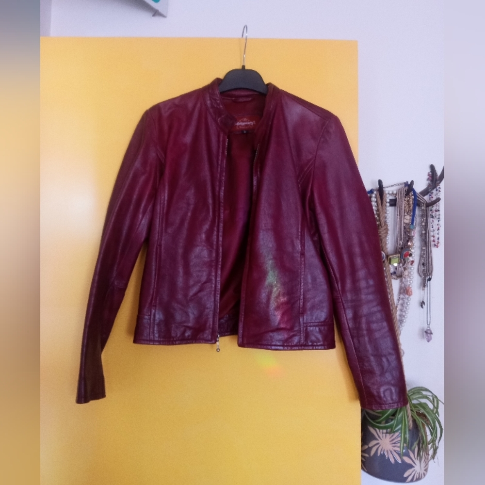 Vintage Burgundy Leather Jacket